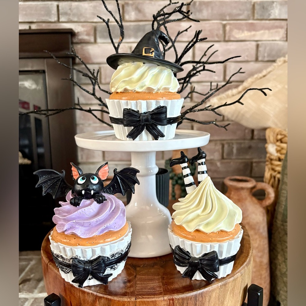 Halloween Cupcake Toppers Set - Black, Purple, Cream